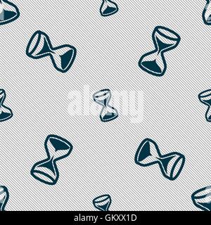 hourglass icon sign. Seamless pattern with geometric texture. Vector Stock Vector