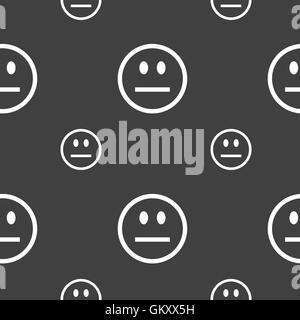Sad face, Sadness depression icon sign. Seamless pattern on a gray background. Vector Stock Vector