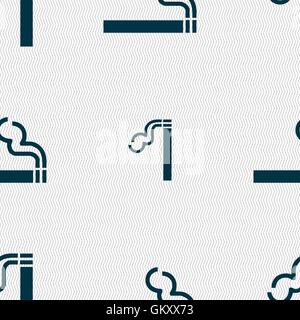 cigarette smoke icon sign. Seamless pattern with geometric texture. Vector Stock Vector
