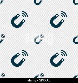 Magnet icon sign. Seamless pattern with geometric texture. Vector Stock Vector