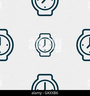 watches icon sign. Seamless pattern with geometric texture. Vector Stock Vector