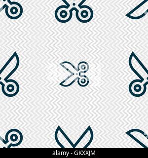 scissors icon sign. Seamless pattern with geometric texture. Vector Stock Vector