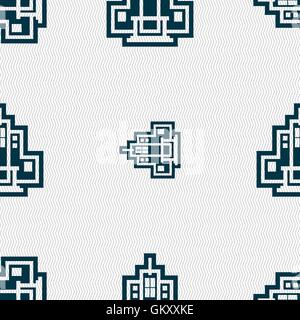 skyscraper icon sign. Seamless pattern with geometric texture. Vector Stock Vector