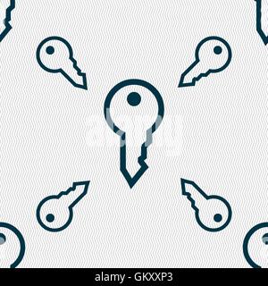 Key icon sign. Seamless pattern with geometric texture. Vector Stock Vector