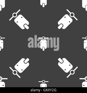 motorcycle icon sign. Seamless pattern on a gray background. Vector Stock Vector
