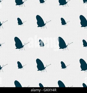 butterfly icon sign. Seamless pattern with geometric texture. Vector Stock Vector