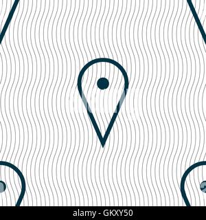 map poiner icon sign. Seamless pattern with geometric texture. Vector Stock Vector