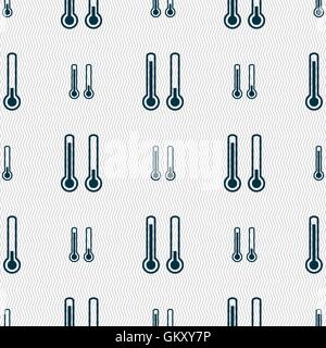 thermometer temperature icon sign. Seamless pattern with geometric texture. Vector Stock Vector