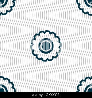 cogwheel icon sign. Seamless pattern with geometric texture. Vector Stock Vector