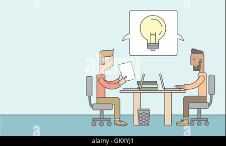 Two caucasian businessmen working together Stock Vector