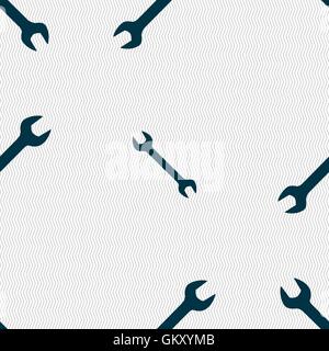 wrench icon sign. Seamless pattern with geometric texture. Vector Stock Vector