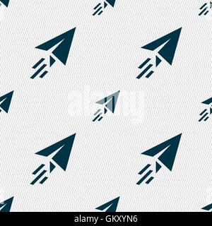 Paper airplane icon sign. Seamless pattern with geometric texture. Vector Stock Vector
