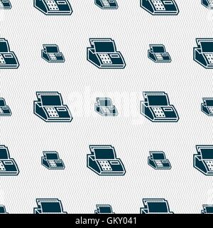 Cash register machine icon sign. Seamless pattern with geometric texture. Vector Stock Vector