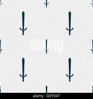 the sword icon sign. Seamless pattern with geometric texture. Vector Stock Vector