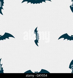 bat icon sign. Seamless pattern with geometric texture. Vector Stock Vector