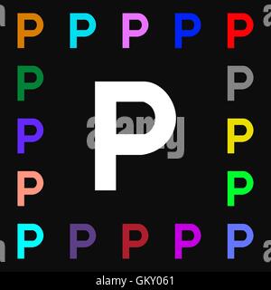 parking iconi sign. Lots of colorful symbols for your design. Vector Stock Vector