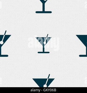 cocktail icon sign. Seamless pattern with geometric texture. Vector Stock Vector