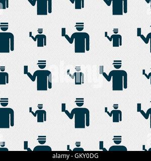 Inspector icon sign. Seamless pattern with geometric texture. Vector Stock Vector