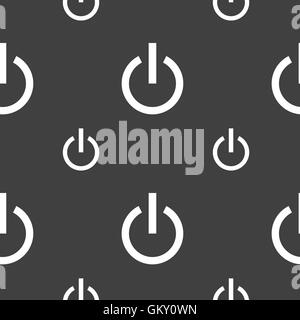 Power icon sign. Seamless pattern on a gray background. Vector Stock Vector