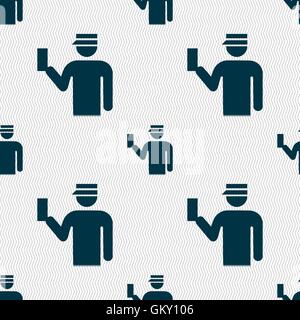 Inspector icon sign. Seamless pattern with geometric texture. Vector Stock Vector