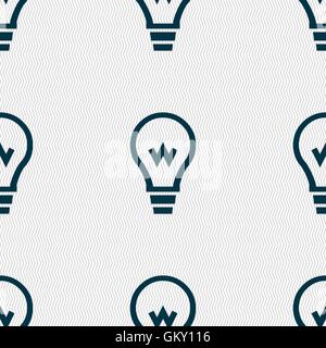 Light bulb icon sign. Seamless pattern with geometric texture. Vector Stock Vector