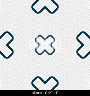 Cancel icon sign. Seamless pattern with geometric texture. Vector Stock Vector