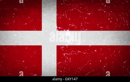 Flags Denmark with broken glass texture. Vector Stock Vector