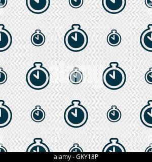 The stopwatch icon sign. Seamless pattern with geometric texture. Vector Stock Vector