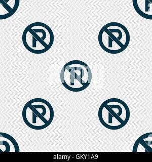 No parking icon sign. Seamless pattern with geometric texture. Vector Stock Vector