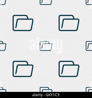 Folder icon sign. Seamless pattern with geometric texture. Vector Stock Vector