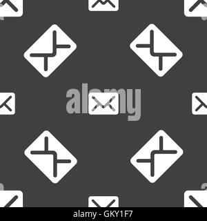 Mail, envelope, letter icon sign. Seamless pattern on a gray background. Vector Stock Vector