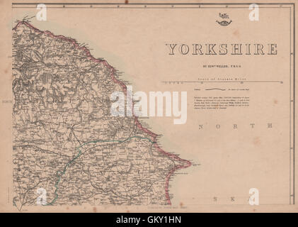 YORKSHIRE NORTH EAST COAST. Bridlington Whitby Scarborough. WELLER, 1863 map Stock Photo