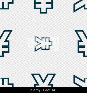 Yen JPY icon sign. Seamless pattern with geometric texture. Vector Stock Vector