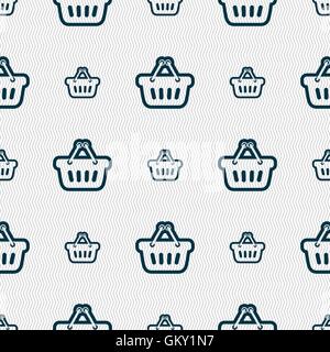 shopping cart icon sign. Seamless pattern with geometric texture. Vector Stock Vector