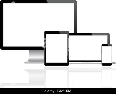 Modern monitor, computer, laptop, phone, tablet Stock Vector