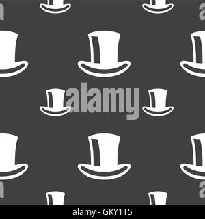 cylinder hat icon sign. Seamless pattern on a gray background. Vector Stock Vector