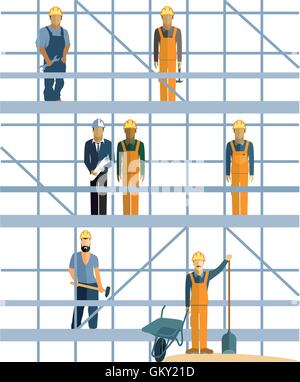 builders and architects, construction workers people teamwork vector ...