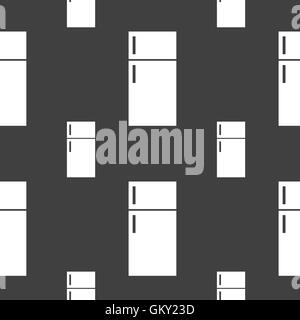 Refrigerator icon sign. Seamless pattern on a gray background. Vector Stock Vector