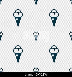 ice cream icon sign. Seamless pattern with geometric texture. Vector Stock Vector