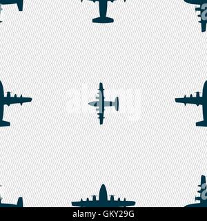 aircraft icon sign. Seamless pattern with geometric texture. Vector Stock Vector