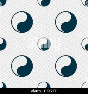 Yin Yang icon sign. Seamless pattern with geometric texture. Vector Stock Vector