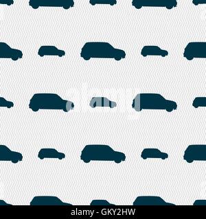 Jeep icon sign. Seamless pattern with geometric texture. Vector Stock Vector