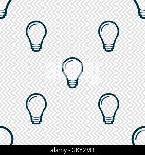 Light bulb icon sign. Seamless pattern with geometric texture. Vector Stock Vector