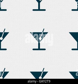 cocktail icon sign. Seamless pattern with geometric texture. Vector Stock Vector