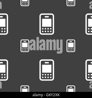 Mobile telecommunications technology icon sign. Seamless pattern on a gray background. Vector Stock Vector