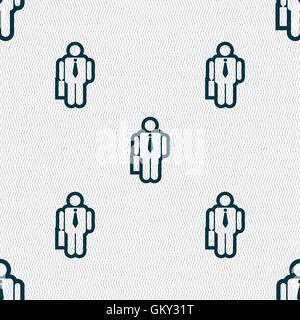 businessman icon sign. Seamless pattern with geometric texture. Vector Stock Vector