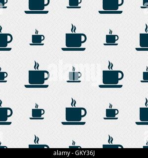 coffee icon sign. Seamless pattern with geometric texture. Vector Stock Vector