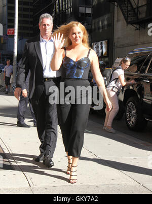 New York, USA. 22nd August, 2016. Amy Schumer at the Late Show with Stephen Colbert to talk about her  new book The Girl with the Lower Back Tattoo in New York. August 22, 2016. Credit:RW/MediaPunch Credit:  MediaPunch Inc/Alamy Live News Stock Photo