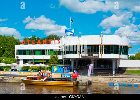 Atlantis restaurant and nightclub, with river cruise pier, Tartu, Estonia, Baltic States, Europe Stock Photo