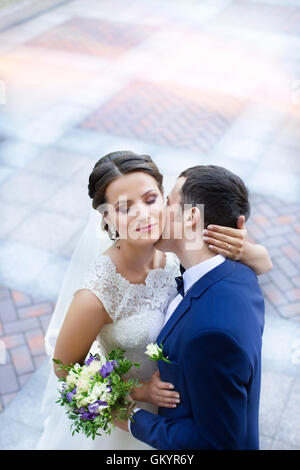 Funny couple on e-session. Preparing for wedding potography. Stock Photo